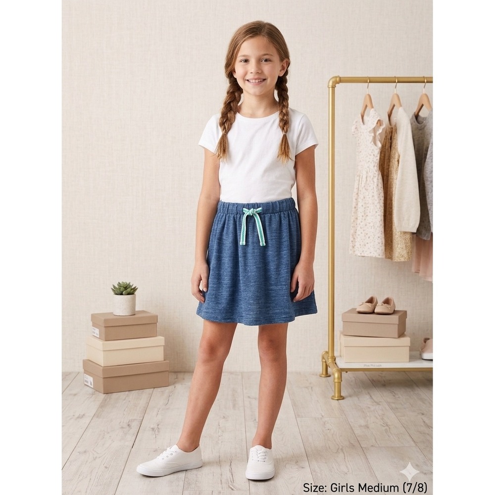 Cat & Jack Girls' Blue Skort with Built-In Shorts - Size Medium (7/8)